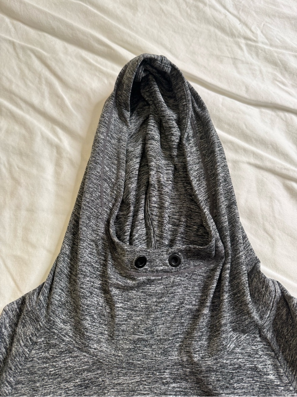 Athleta Gray Marl Face Cover Hoodie Techwear Running Pullover Medium - Picture 8 of 11